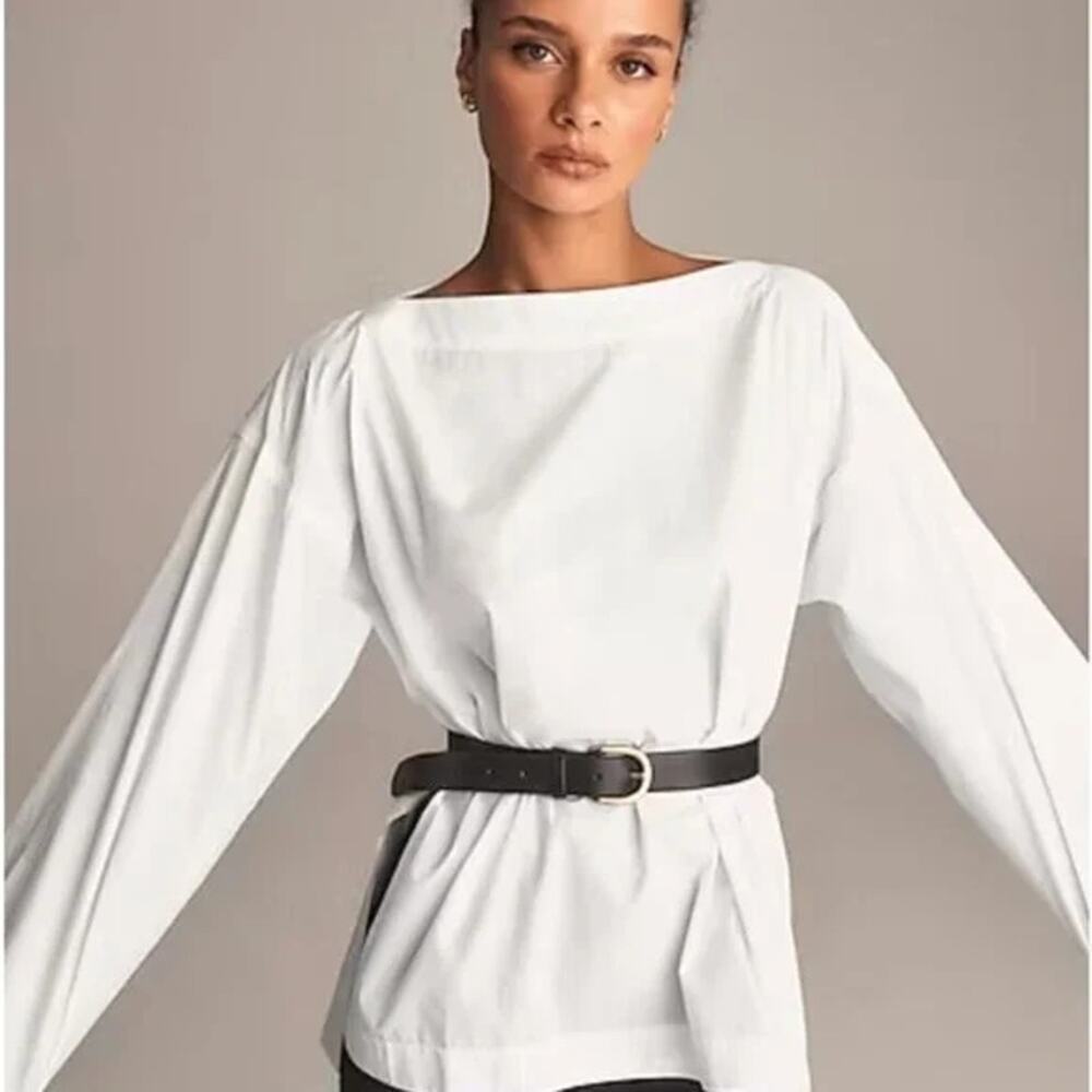 J. Crew Ciel Top Oversized Long Sleeves Cotton Poplin White Size XS/ XXS NWT